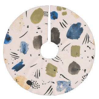 Abstrakt Vattenfärg: Geometric Bläck Mönster. Julgransmatta Borstad Polyester