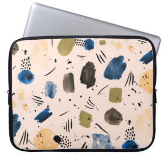 Abstrakt Vattenfärg: Geometric Bläck Mönster. Laptop Fodral