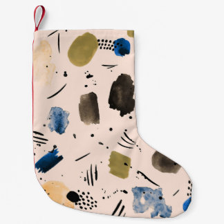 Abstrakt Vattenfärg: Geometric Bläck Mönster. Liten Julstrumpa