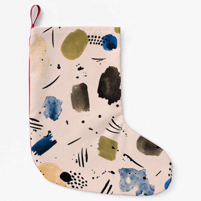 Abstrakt Vattenfärg: Geometric Bläck Mönster. Liten Julstrumpa (Framsidan)