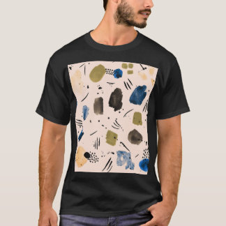 Abstrakt Vattenfärg: Geometric Bläck Mönster. T Shirt