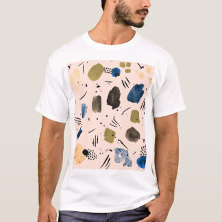 Abstrakt Vattenfärg: Geometric Bläck Mönster. T Shirt