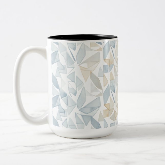 "Abstrakt Vattenfärg Geometrisk Neutral Mugg" Två-Tonad Mugg (Vänster)