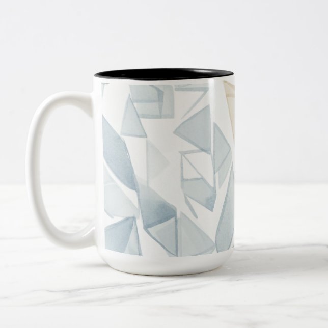 "Abstrakt Vattenfärg Geometrisk Neutral Mugg" Två-Tonad Mugg (Vänster)