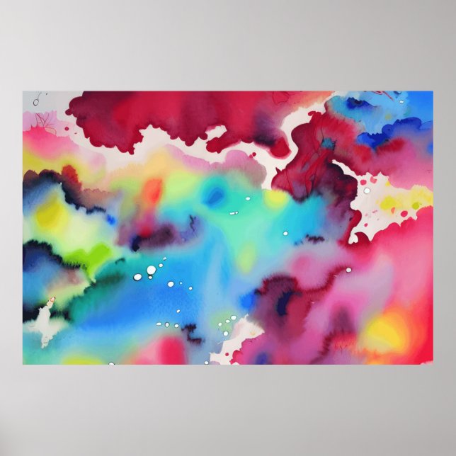 Abstrakt Vattenfärg i många färg-Inredingsdesigner Poster (Framsidan)