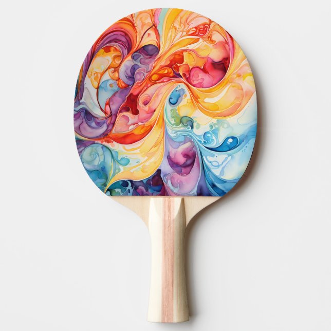 Abstrakt Vattenfärg i Sunset Färg Pingisracket (Framsidan)