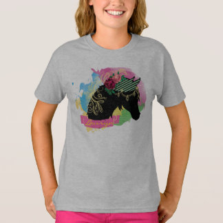 Abstrakt Vattenfärg Illustrated Horse Design Tee Shirt