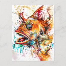 Abstrakt Vattenfärg Illustration av djuphavsberg Vykort