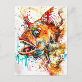 Abstrakt Vattenfärg Illustration av djuphavsberg Vykort