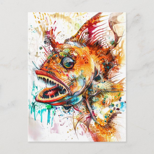 Abstrakt Vattenfärg Illustration av djuphavsberg Vykort (Framsida)