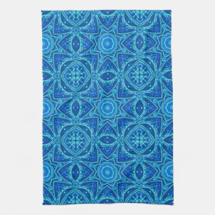 Abstrakt Vattenfärg Mönster - Denim Blue Kökshandduk