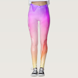 Abstrakt vattenfärg rosa violetta Ombre för *~* Leggings