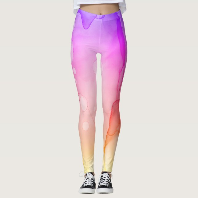 Abstrakt vattenfärg rosa violetta Ombre för *~* Leggings (Framsida)
