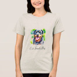 Abstrakt Vattenfärg Rottweiler Familj Husdjur T Shirt