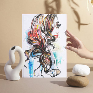 Abstrakt Vattenfärgad bläck kvinnlig makeup efter Poster