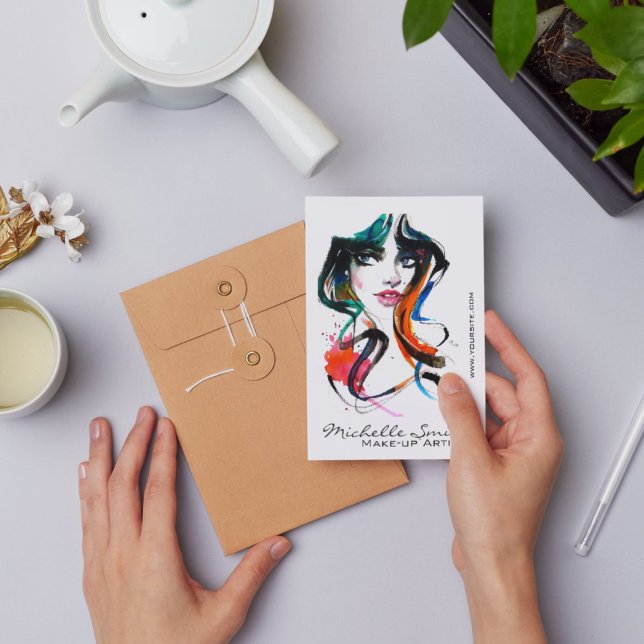 Abstrakt Vattenfärgad bläck kvinnlig makeup efter Vykort (Skapare uppladdad)