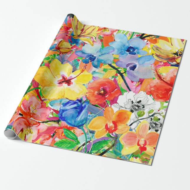 Abstrakt vattenfärgad handmålad bakgrund med m presentpapper (Utrullad)