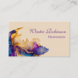 Abstrakt, vattenfärgad och guldfärgad bläck visitkort