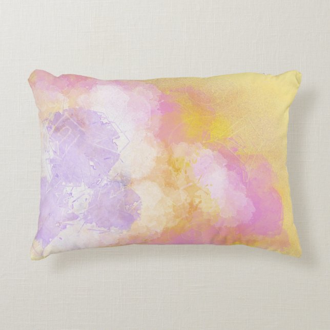 Abstrakt vattenfärger - orange bakgrund prydnadskudde (Framsidan)