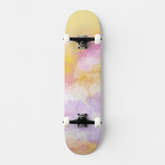 Abstrakt vattenfärger - orange bakgrund skateboard bräda 19,5 cm (Framsida)