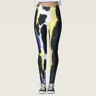 Abstrakt Vattenfärger Penseldrag Leggings