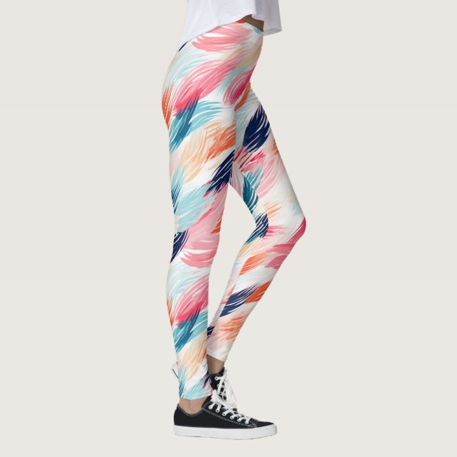 Abstrakt Vattenfärgfjädrar Leggings (Höger)