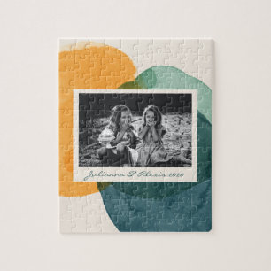 Abstrakt Vattenfärgformer - blått foto Namn Pussel