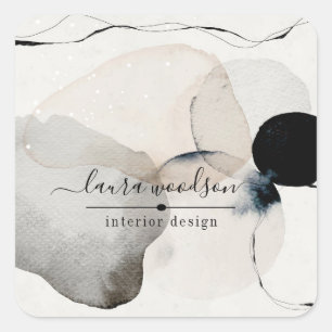 Abstrakt Vattenfärgformer Insida Designer Fyrkantigt Klistermärke