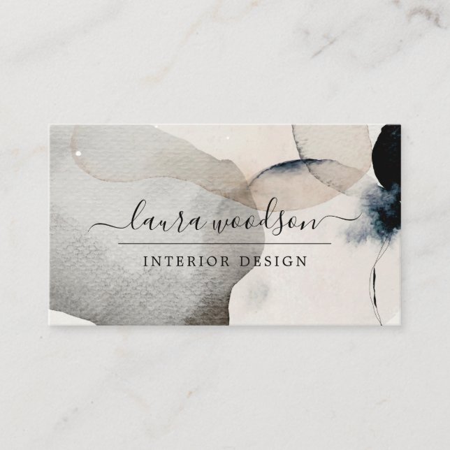 Abstrakt Vattenfärgformer Insida Designer Visitkort (Framsida)