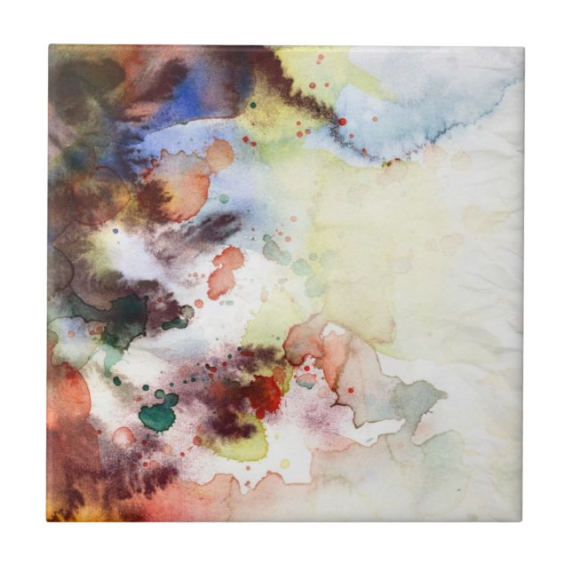 Abstrakt vattenfärggrungestruktur med målar kakelplatta (Framsidan)
