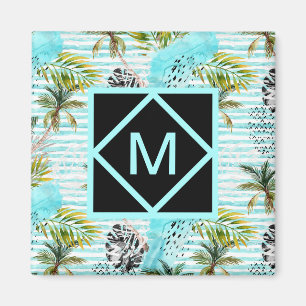 Abstrakt vattenfärgpalmträdmönster magnet