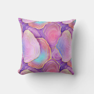 Abstrakt vattenfärgsagate rosa teal guld lavender kudde