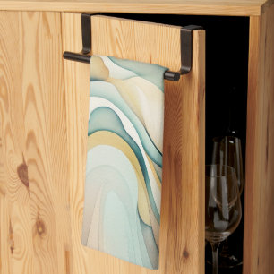 Abstrakt vattenfärgsbild vinkar. Modern tillströmn Kökshandduk