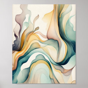 Abstrakt vattenfärgsbild vinkar. Modern tillströmn Poster