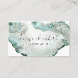 Abstrakt Vattenfärgsblått Grönt Agate Visitkort