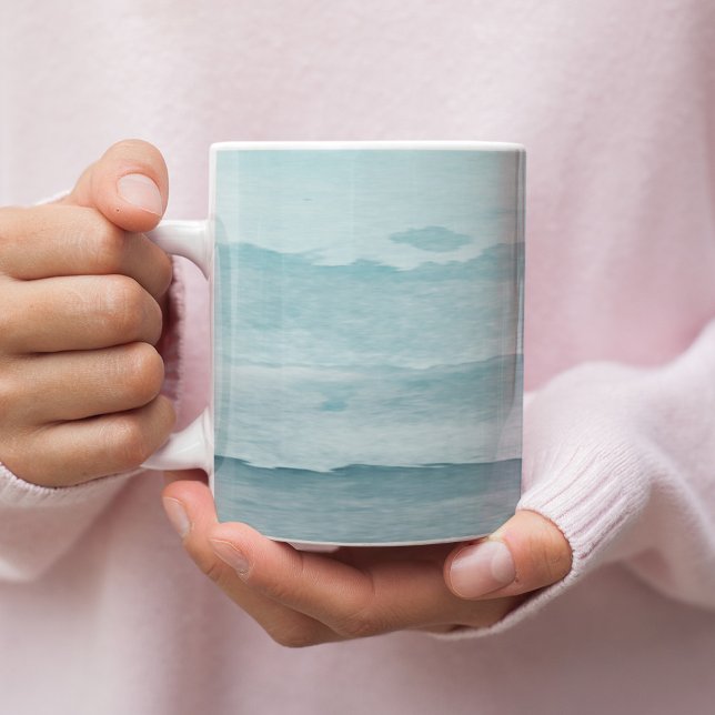 Abstrakt, vattenfärgsblått hav kaffemugg (Skapare uppladdad)