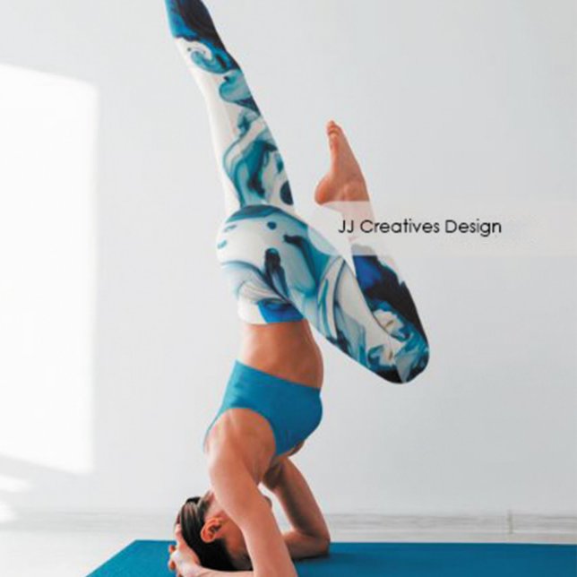 Abstrakt, vattenfärgsblått hav leggings (Skapare uppladdad)