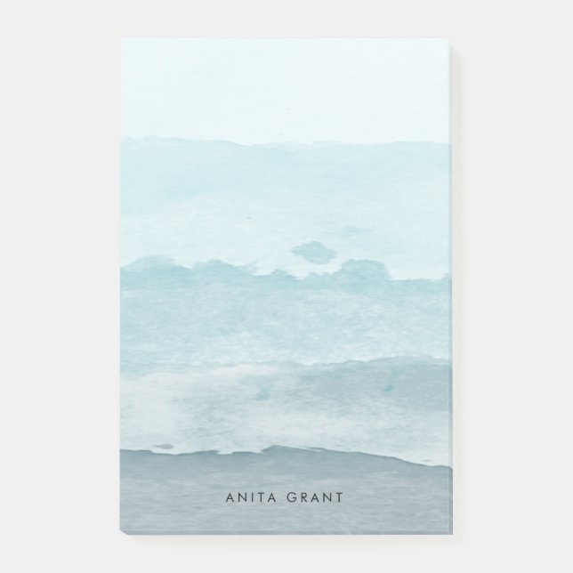 Abstrakt, vattenfärgsblått hav post-it block (Framsida)