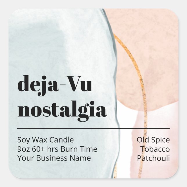 Abstrakt Vattenfärgsblått och Rosa ljus etiketter (Framsida)