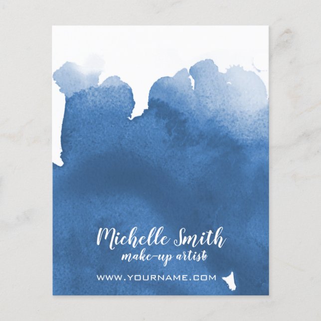 Abstrakt vattenfärgsblått penseldrag färg stänk flygblad (Framsidan)