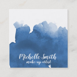 Abstrakt vattenfärgsblått penseldrag färg stänk fyrkantigt visitkort