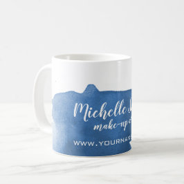 Abstrakt vattenfärgsblått penseldrag färg stänk kaffemugg