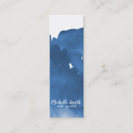 Abstrakt vattenfärgsblått penseldrag färg stänk mini visitkort