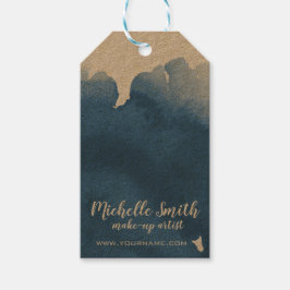 Abstrakt vattenfärgsblått penseldrag färg stänk presentetikett