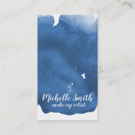 Abstrakt vattenfärgsblått penseldrag färg stänk visitkort