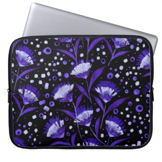 Abstrakt Vattenfärgsblommor Mönster Laptop Fodral