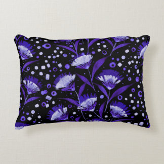 Abstrakt Vattenfärgsblommor Mönster Prydnadskudde