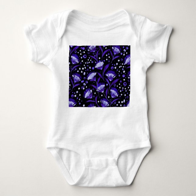 Abstrakt Vattenfärgsblommor Mönster T Shirt (Framsida)