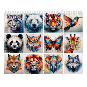 Abstrakt Vattenfärgsdjur Kalender