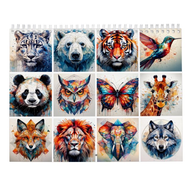 Abstrakt Vattenfärgsdjur Kalender (Baksida)